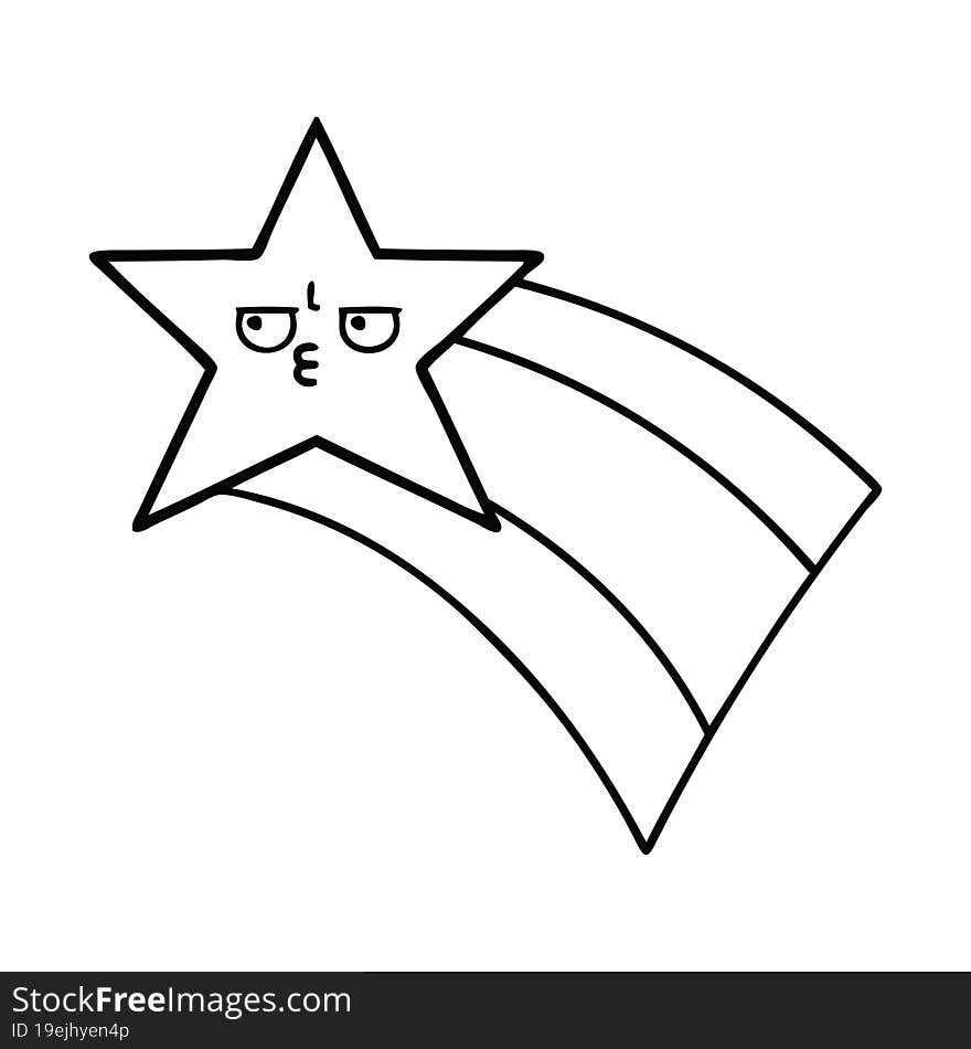 Line Drawing Cartoon Shooting Rainbow Star