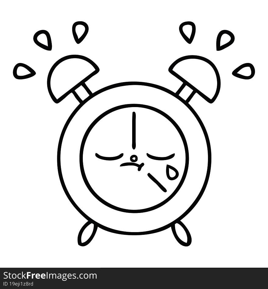 line drawing cartoon alarm clock