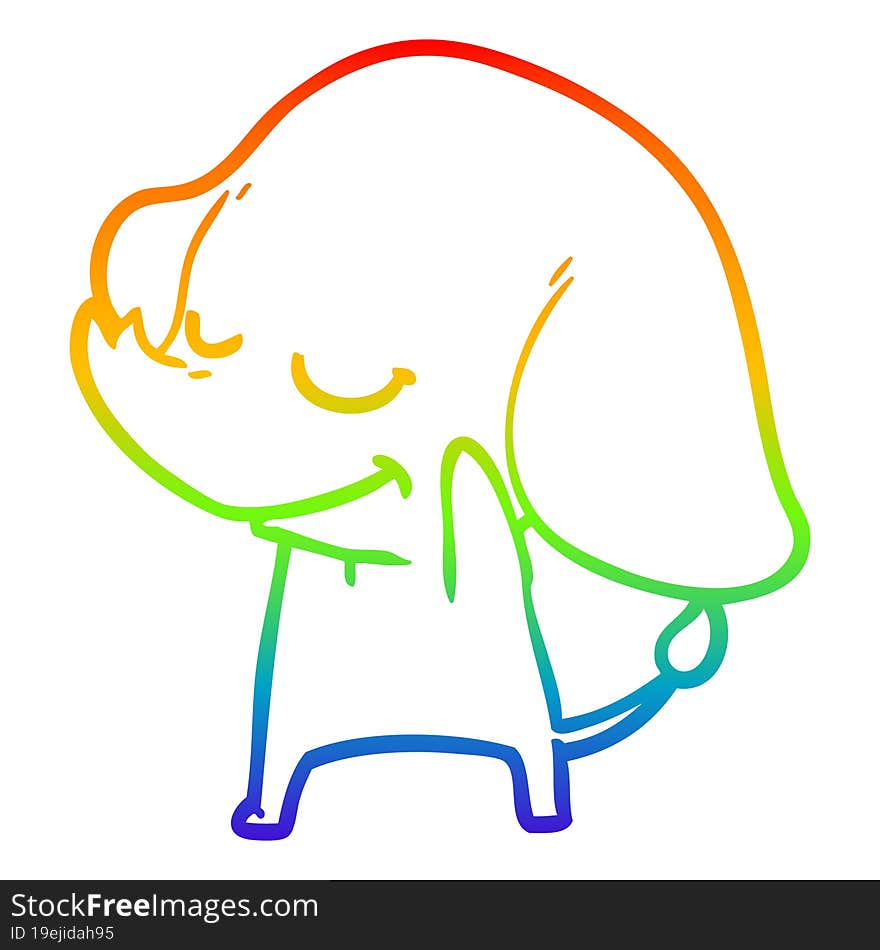 rainbow gradient line drawing cartoon smiling elephant