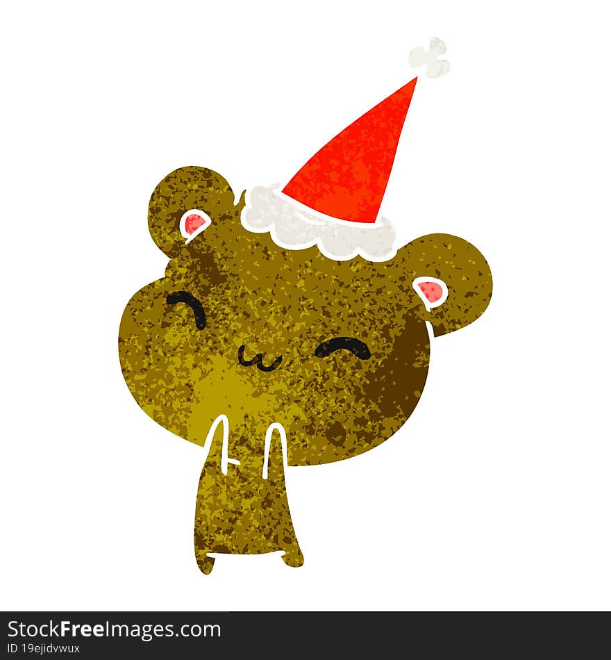 hand drawn christmas retro cartoon of kawaii bear