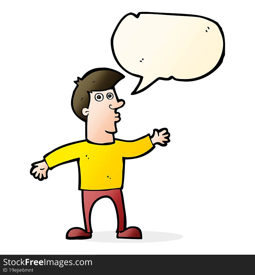 cartoon worried man with speech bubble