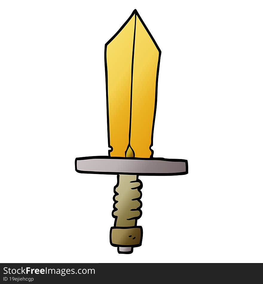 cartoon doodle of an old bronze sword