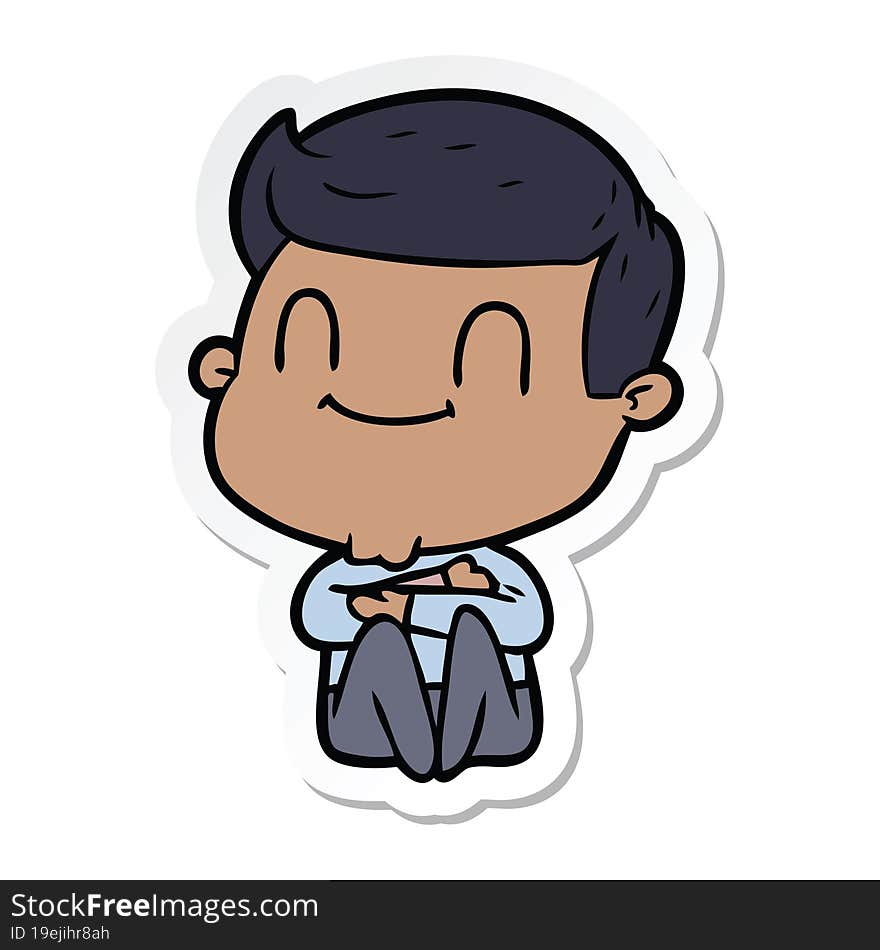 Sticker Of A Cartoon Friendly Man