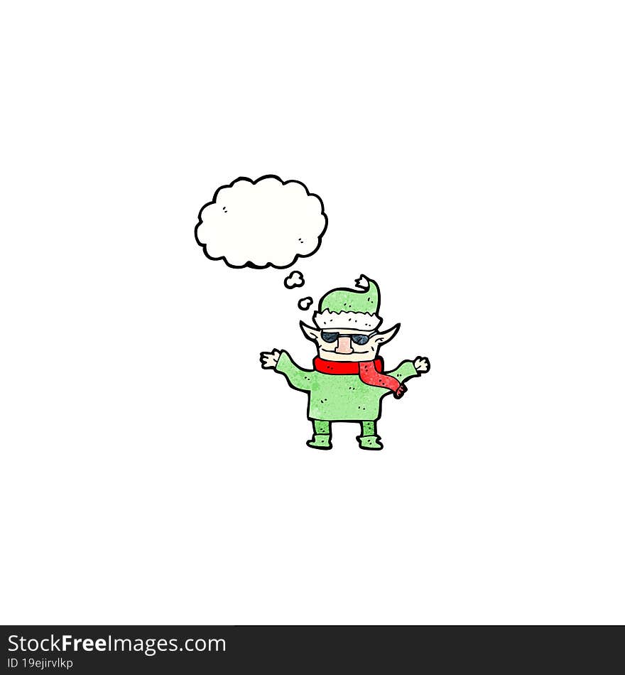 cartoon christmas elf with sunglasses