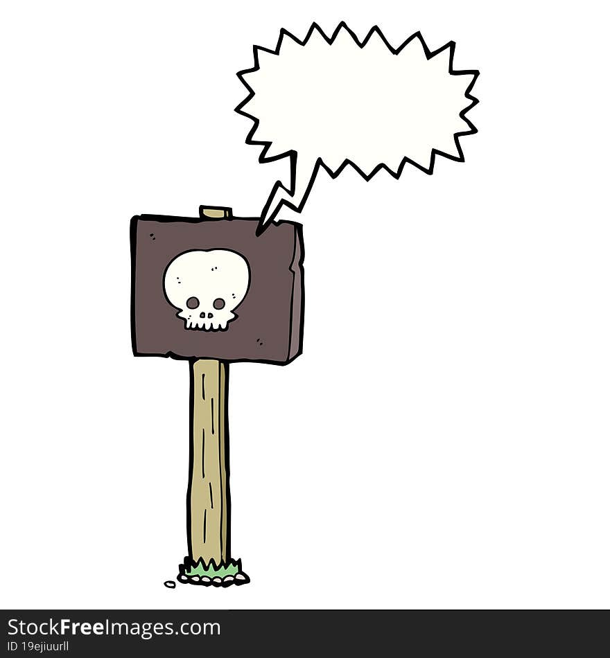 cartoon sign post with speech bubble