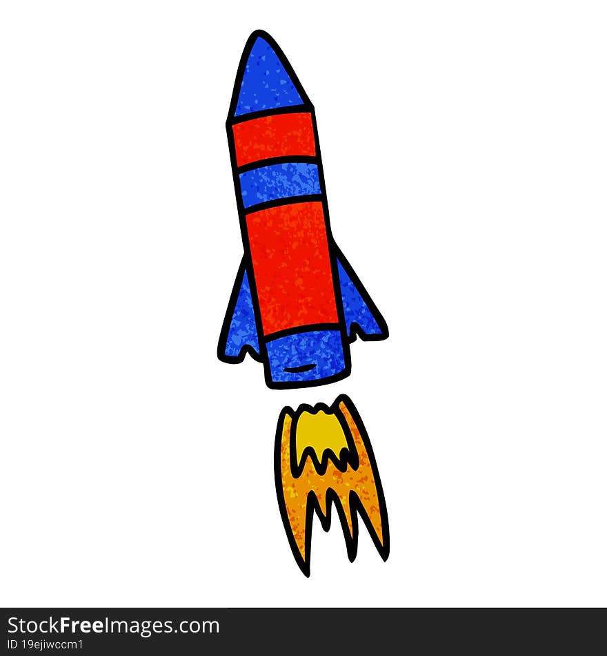 textured cartoon doodle of a space rocket