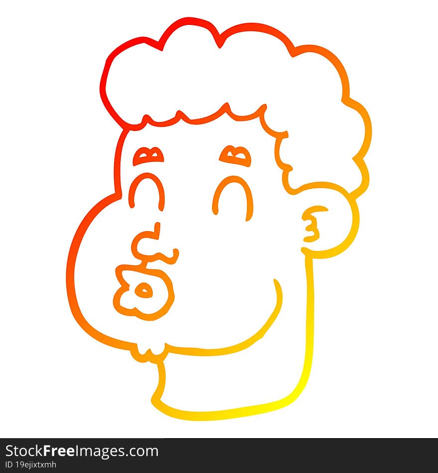 warm gradient line drawing of a cartoon male face