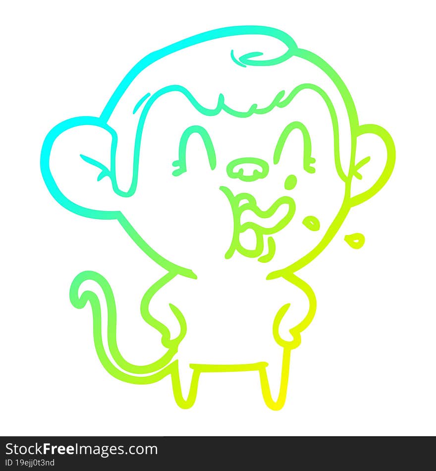 cold gradient line drawing crazy cartoon monkey