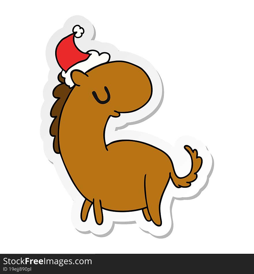 christmas sticker cartoon of kawaii horse