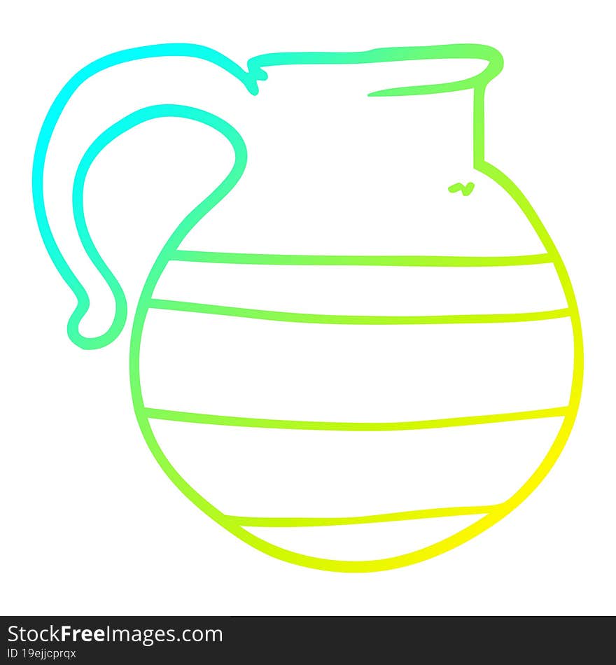 cold gradient line drawing cartoon striped jug