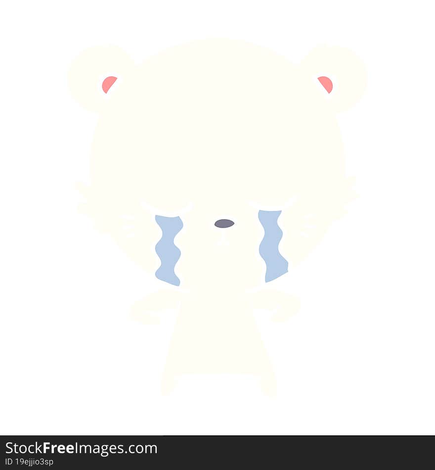 crying flat color style cartoon polarbear