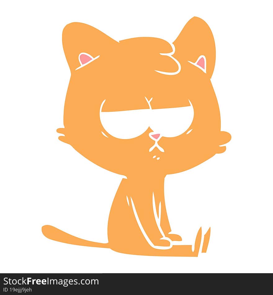 bored flat color style cartoon cat