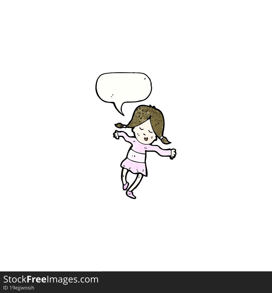 cartoon happy girl dancing