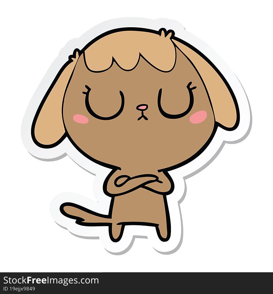 Sticker Of A Cute Cartoon Dog