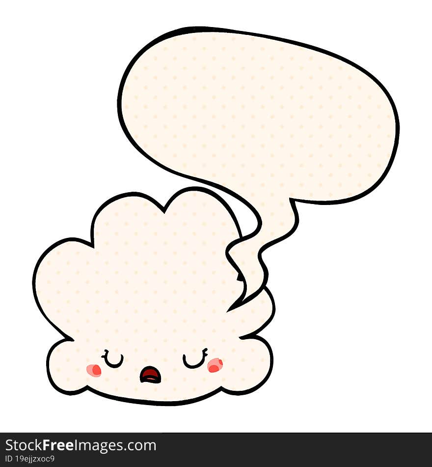 cute cartoon cloud and speech bubble in comic book style