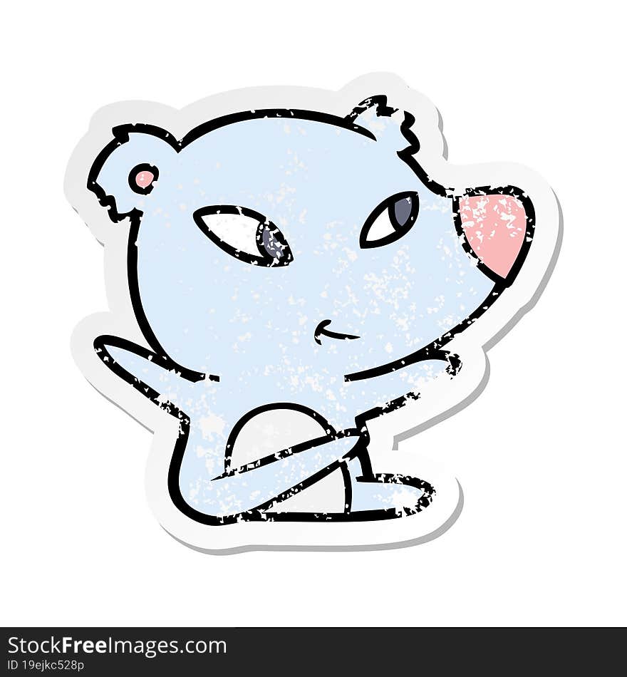 distressed sticker of a cute cartoon bear