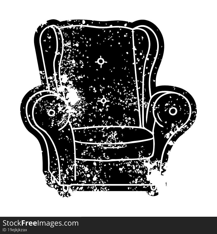 grunge icon drawing of an old armchair