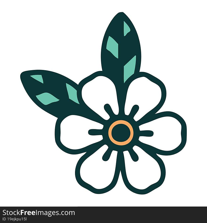 iconic tattoo style image of a flower. iconic tattoo style image of a flower