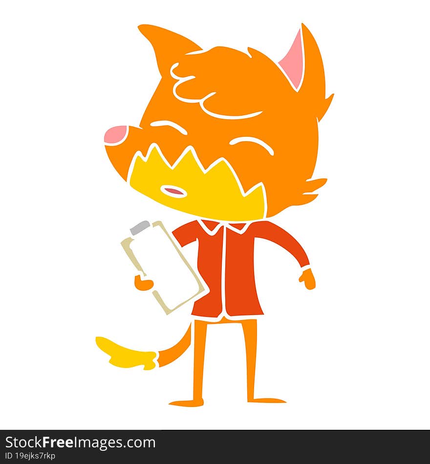 Flat Color Style Cartoon Fox