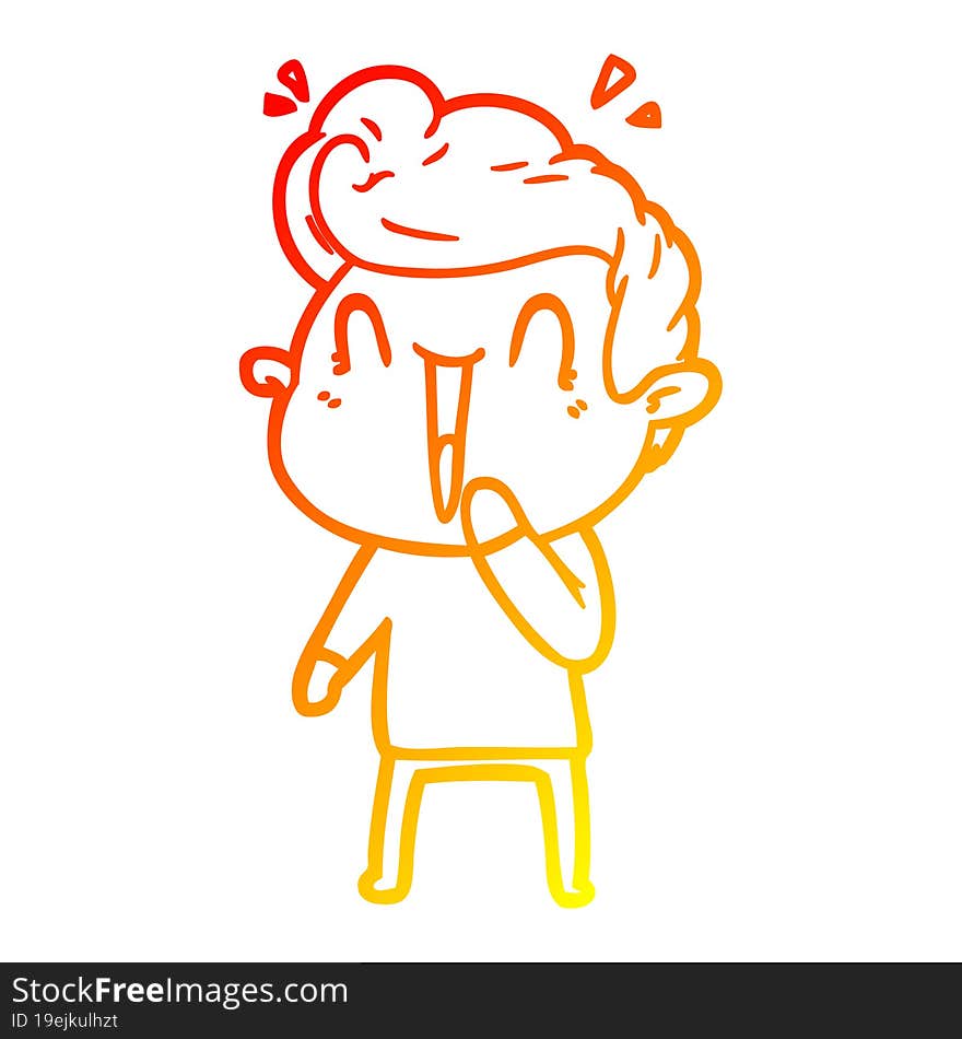 Warm Gradient Line Drawing Cartoon Excited Man