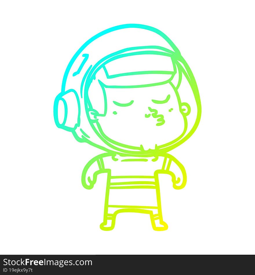 cold gradient line drawing cartoon confident astronaut