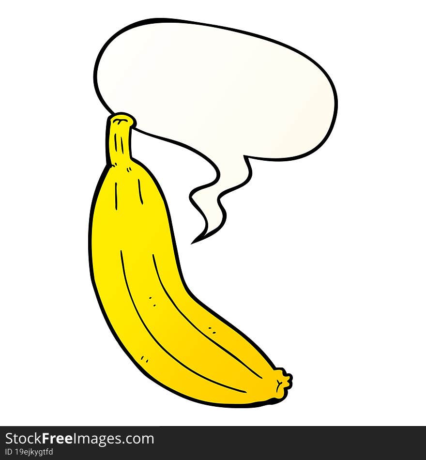 cartoon banana and speech bubble in smooth gradient style