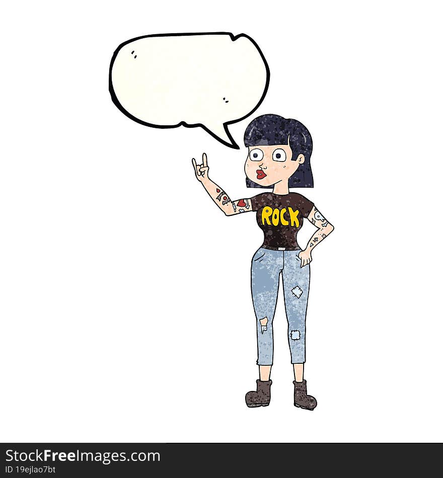 speech bubble textured cartoon rock girl