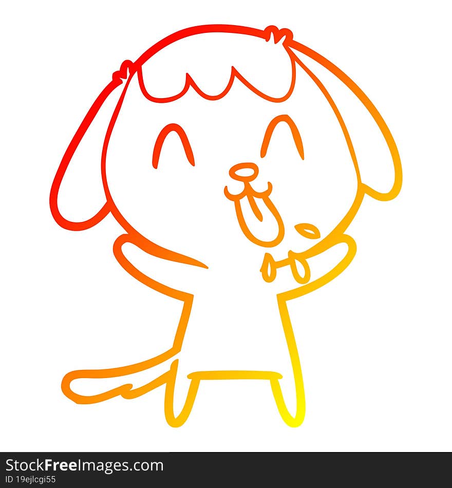 Warm Gradient Line Drawing Cute Cartoon Dog