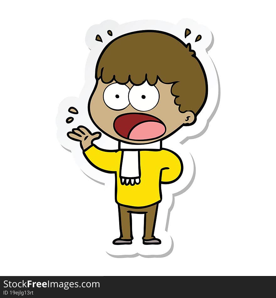 sticker of a cartoon shocked man