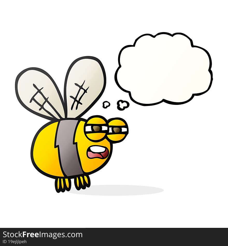 freehand drawn thought bubble cartoon bee