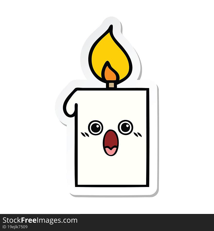 sticker of a cute cartoon lit candle