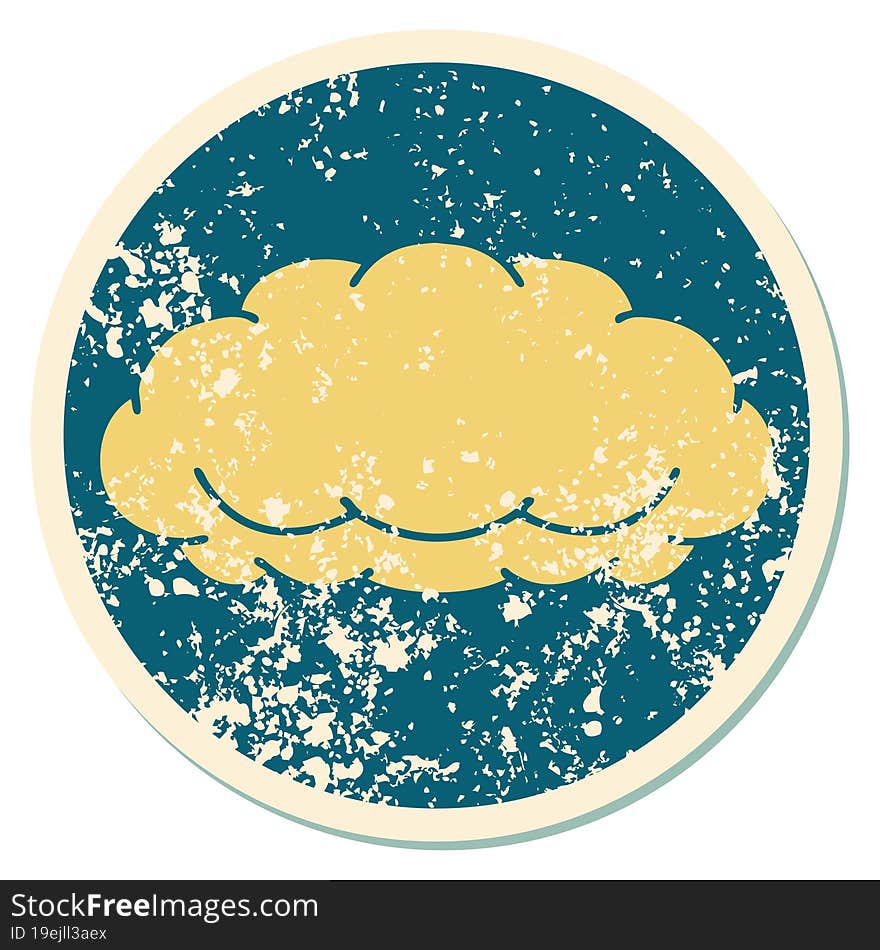 distressed sticker tattoo style icon of a cloud a grey cloud