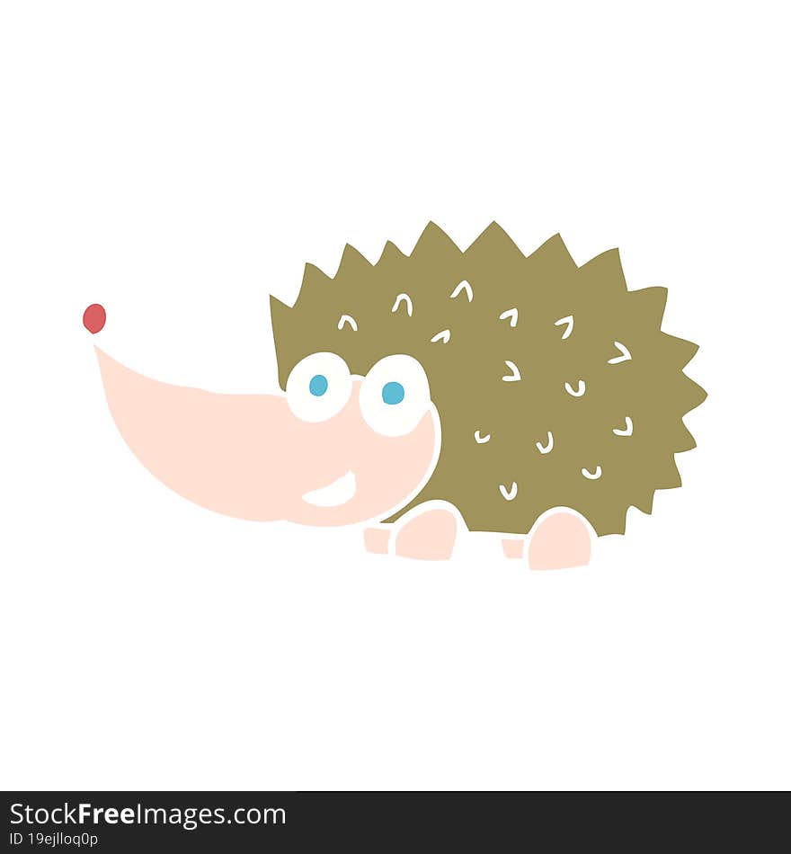 Flat Color Illustration Of A Cartoon Hedgehog