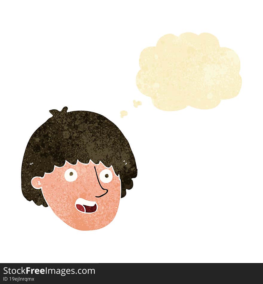 Cartoon Happy Male Face With Thought Bubble