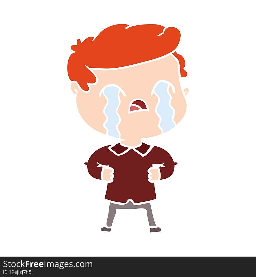 flat color style cartoon man crying