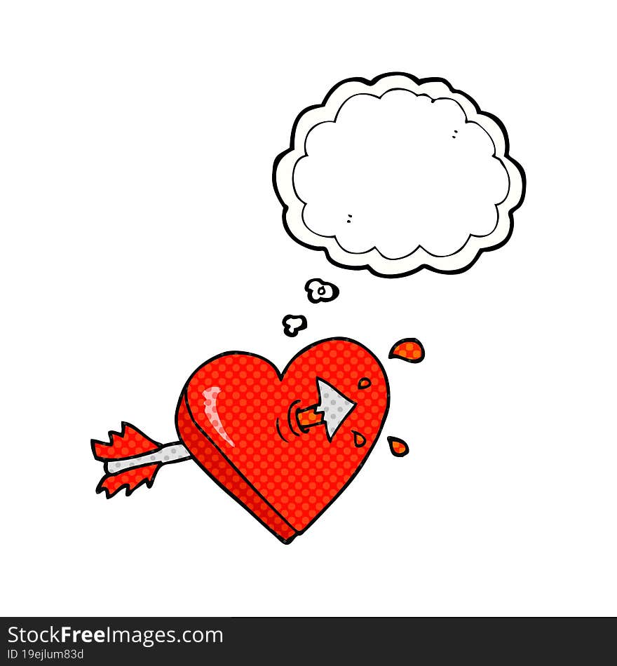 thought bubble cartoon arrow through heart thought bubble cartoon