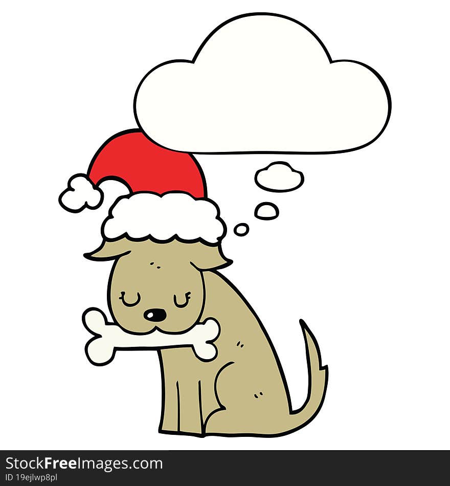 cute christmas dog and thought bubble