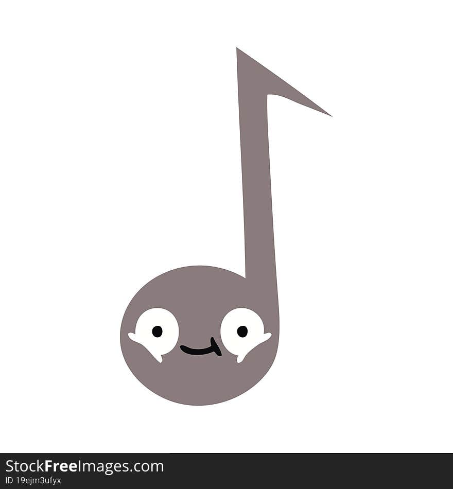 Flat Color Retro Cartoon Musical Note