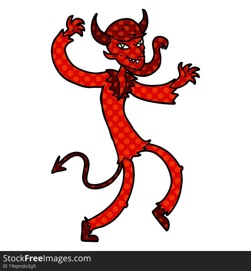 cartoon dancing devil. cartoon dancing devil