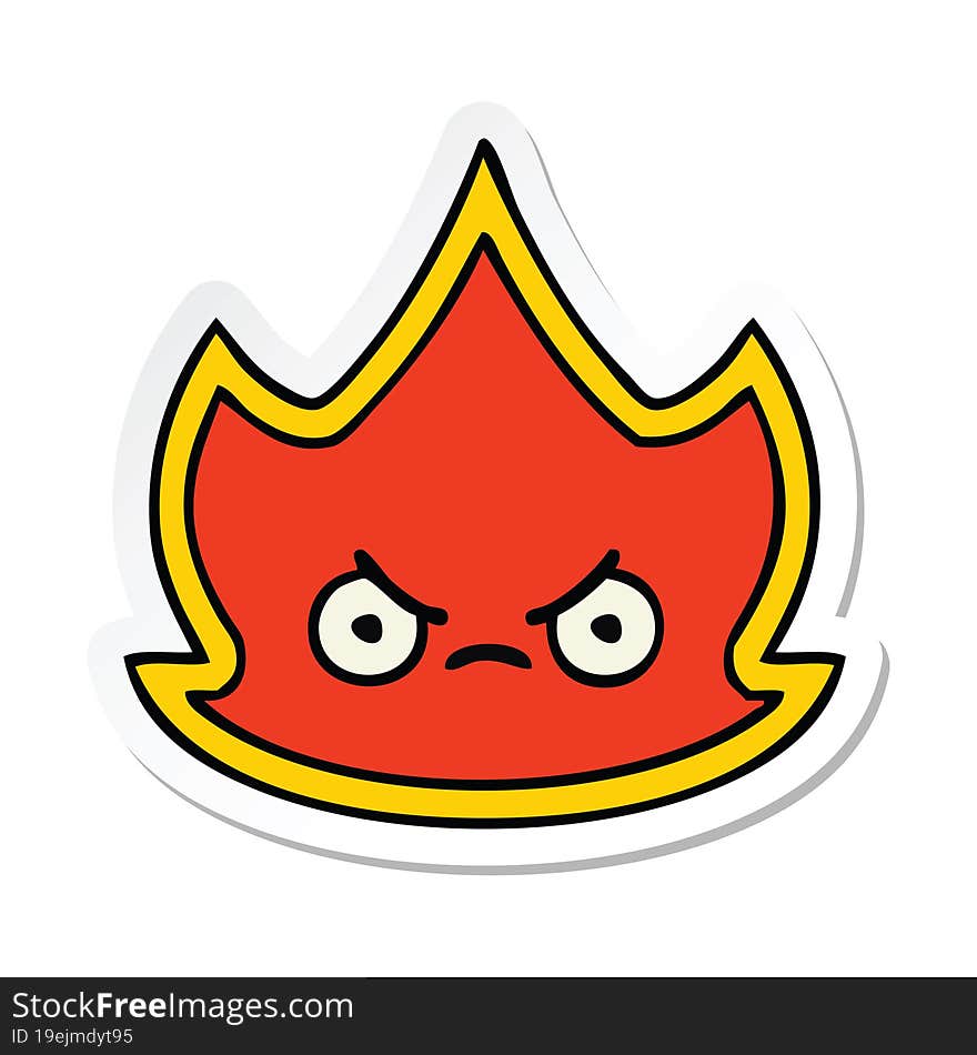 Sticker Of A Cute Cartoon Fire