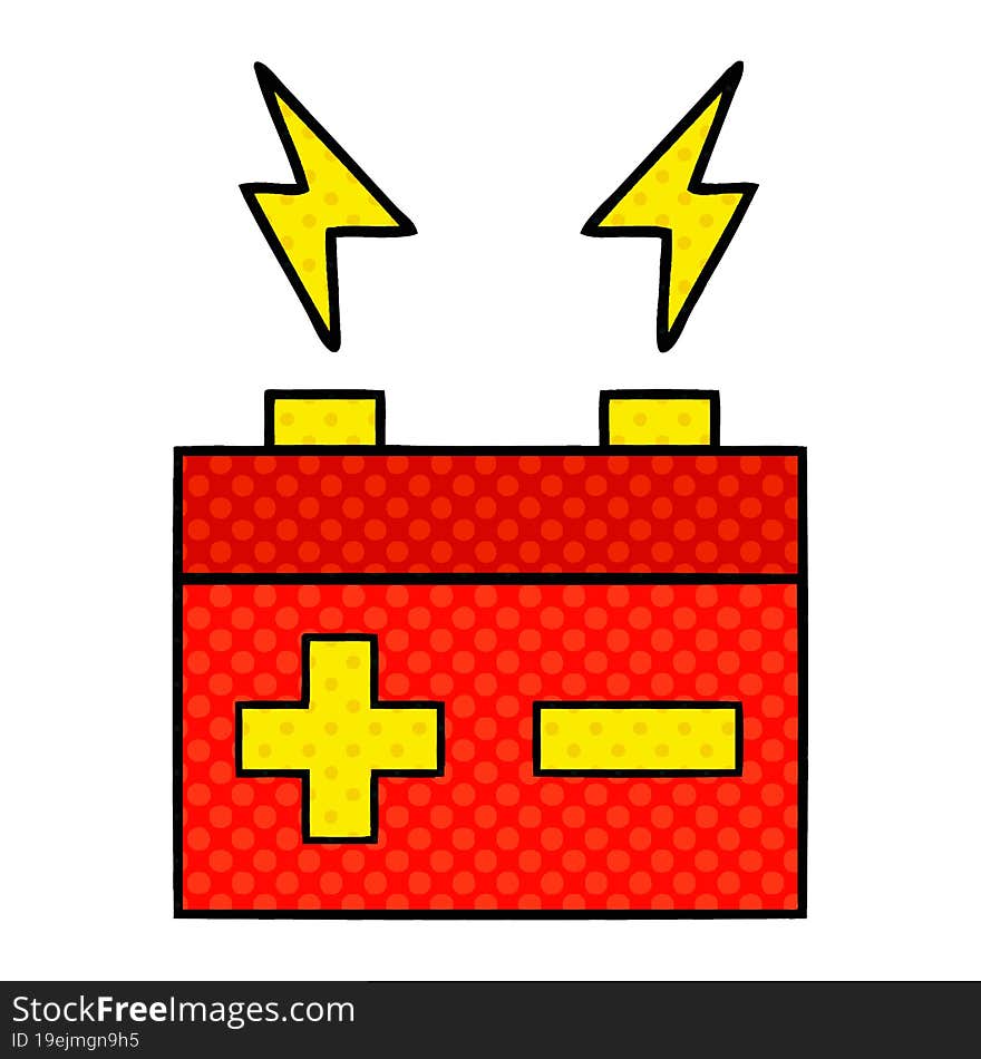 comic book style cartoon electrical battery