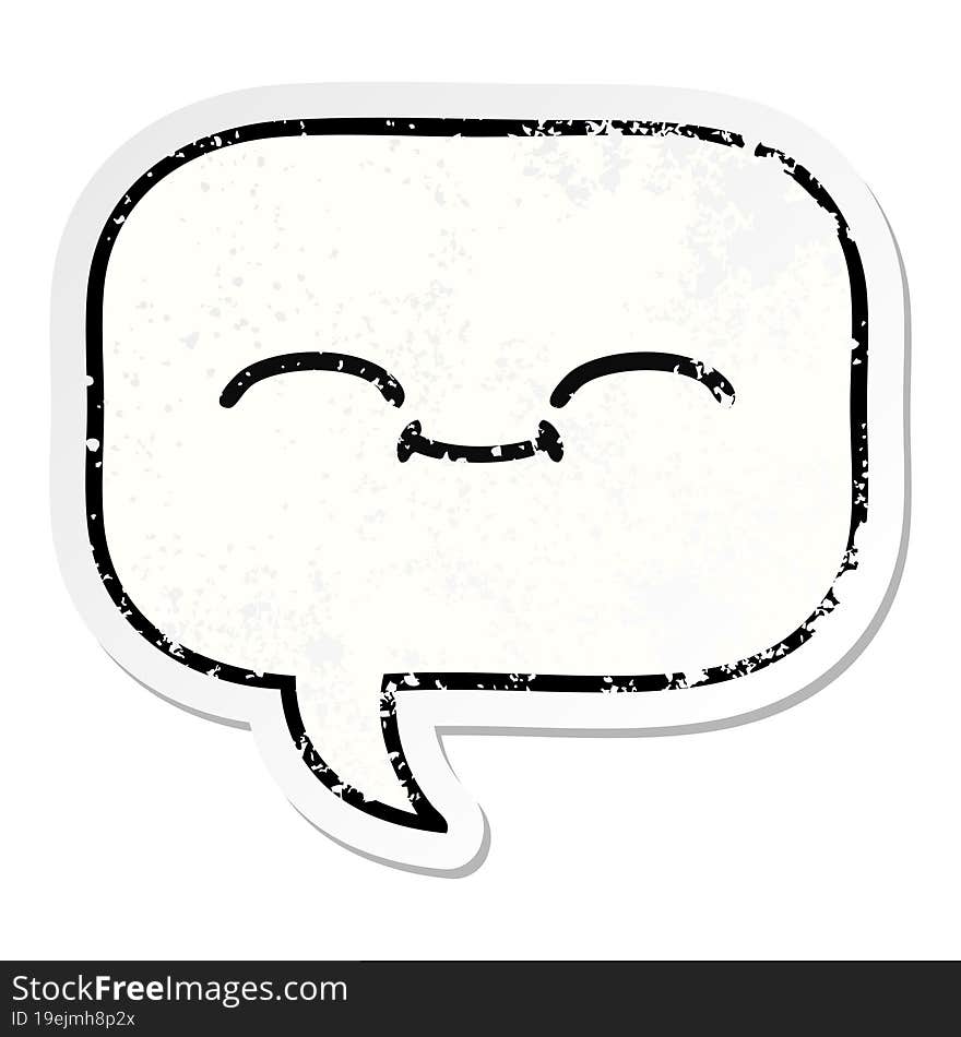 distressed sticker of a cute cartoon speech bubble