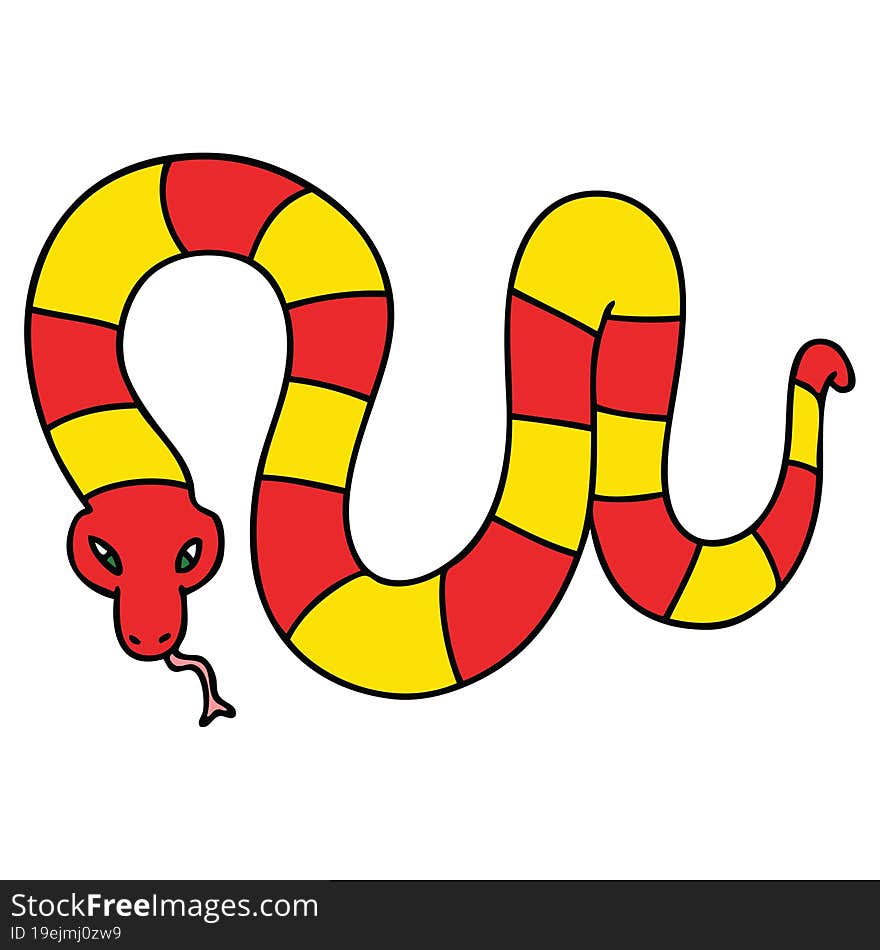 hand drawn quirky cartoon snake. hand drawn quirky cartoon snake