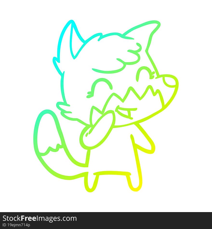 Cold Gradient Line Drawing Happy Cartoon Fox