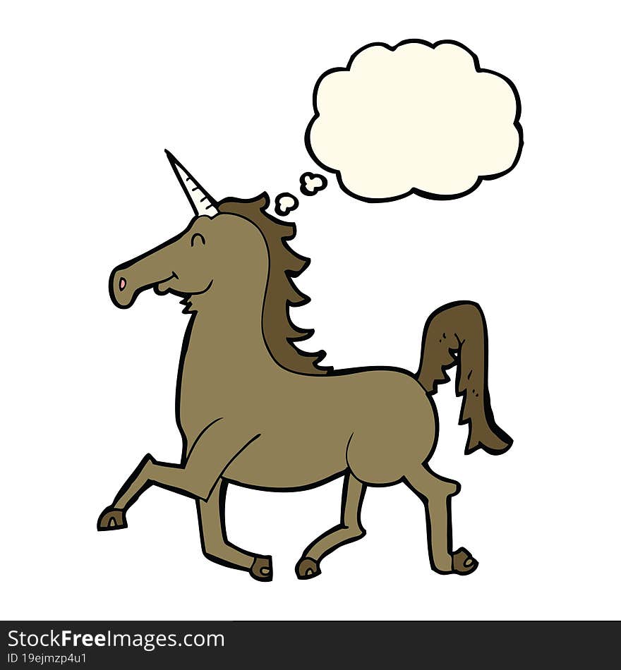 cartoon unicorn with thought bubble