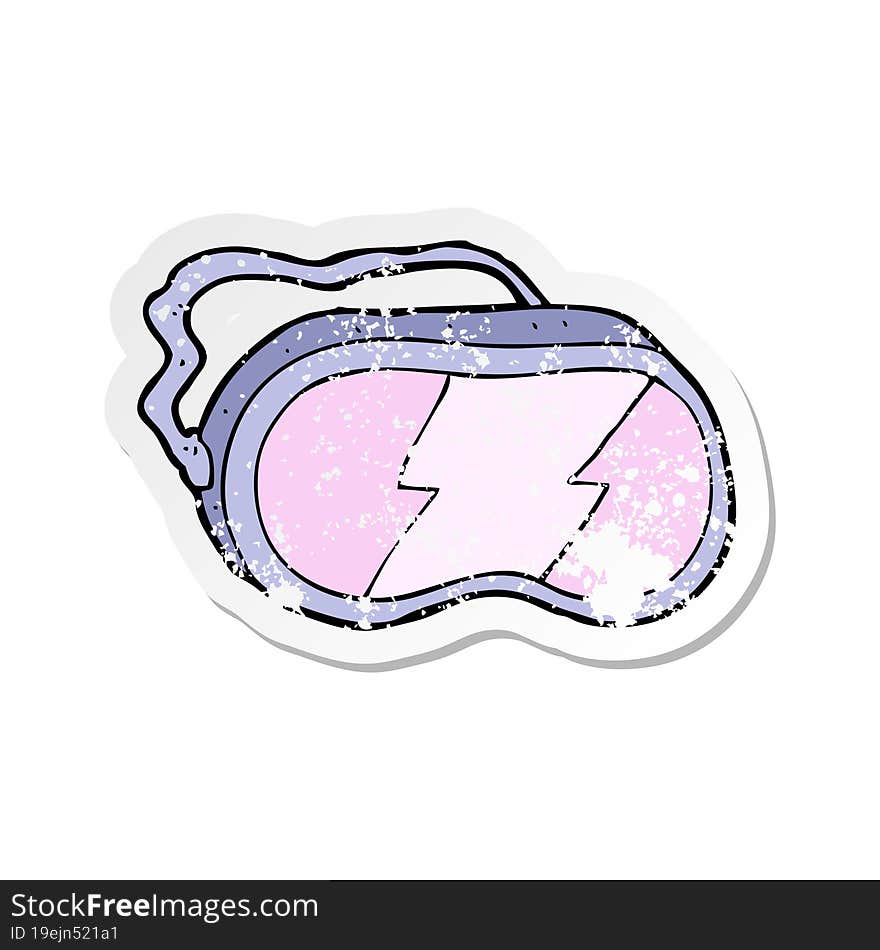 Retro Distressed Sticker Of A Cartoon Ski Goggles