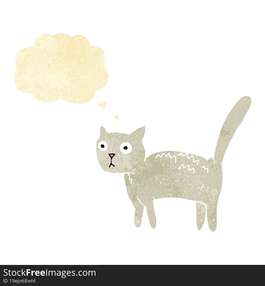 Cartoon Frightened Cat With Thought Bubble