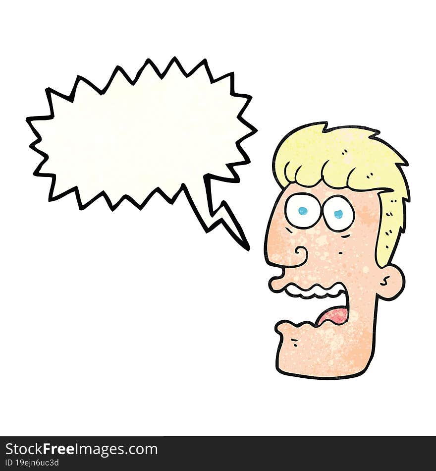 speech bubble textured cartoon shocked man