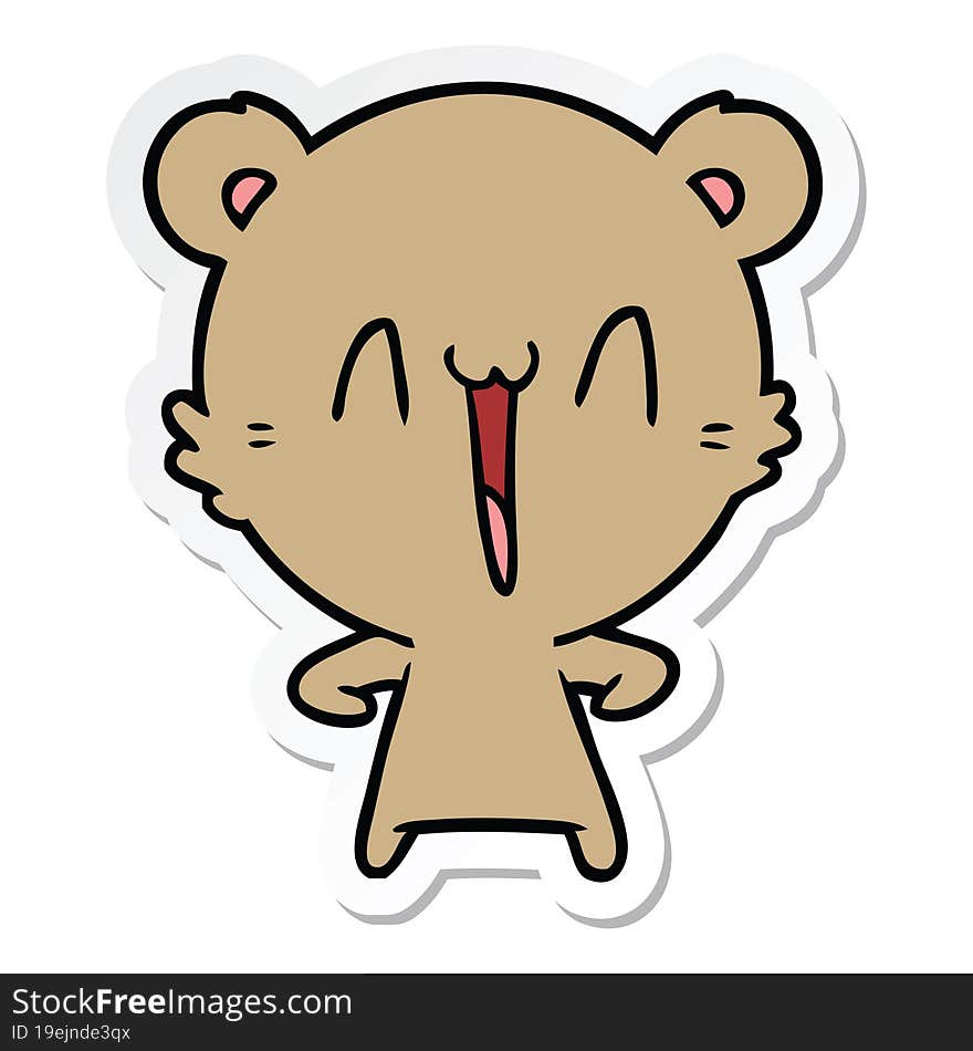 Sticker Of A Happy Bear Cartoon