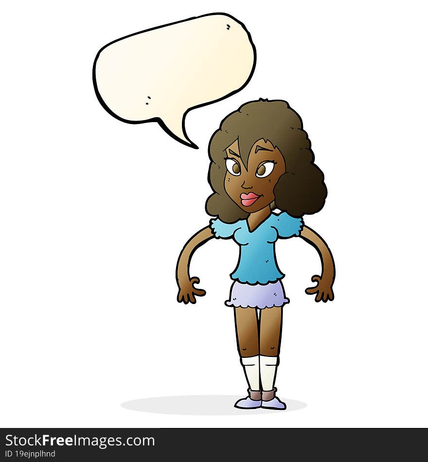 cartoon pretty woman with speech bubble